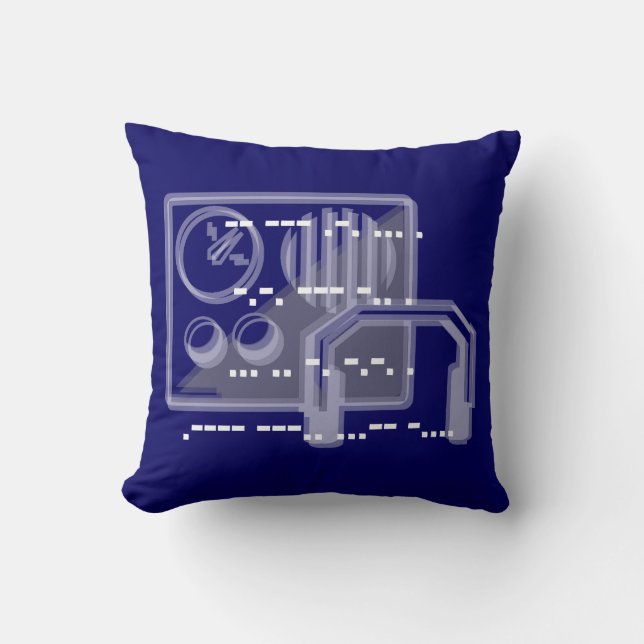 Coussin bleu 41cmx41cm de conception de code Morse (Recto)