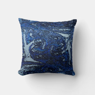 Coussin Bleu Abstrait Vague Cool Urbain Art