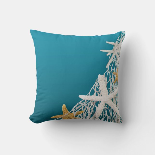 Coussin Bleu azuré du mariage de plage de fabrication (Recto)
