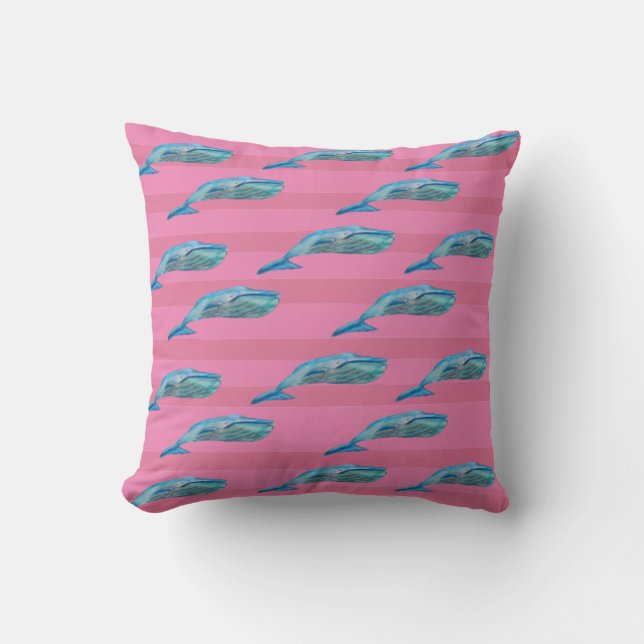 Coussin Bleu baleine grand poisson vie océanique  (Recto)
