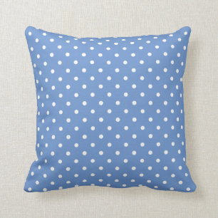 Coussin Bleu Barbeau à pois blancs
