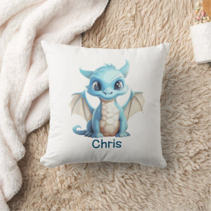 Coussin Bleu Bébé Dragon chinois Nouvel An 2024