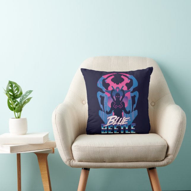 Coussin Bleu Beetle Rétrowave contre graphique (Chaise)