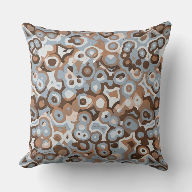 Coussin Bleu blanc et Brown géométrique Abstrait (Recto)