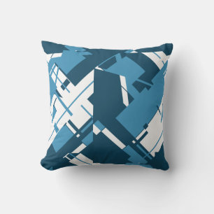 Coussin Bleu blanc foncé Turquose iDiagonal Résumé Concept