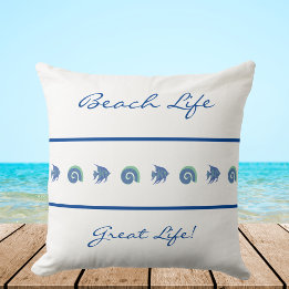 Coussin Bleu Bleu Chic Stripes Sea Life Beach House