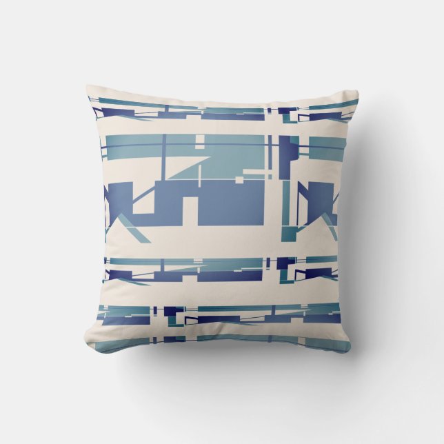Coussin Bleu bleu Turquoise Beige Sud-Ouest Look Mosaïque  (Recto)