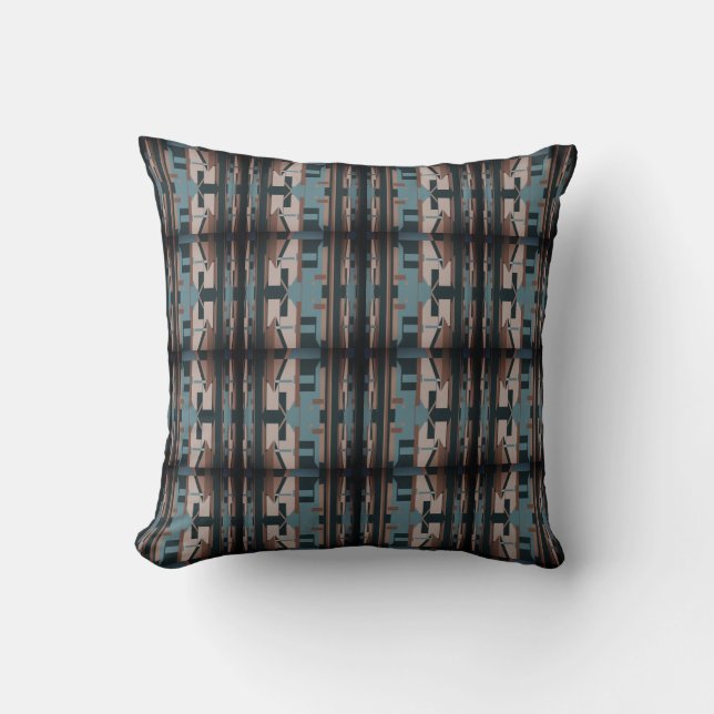 Coussin Bleu Brown Charbon Beige Sud-Ouest Look Mosaques (Recto)