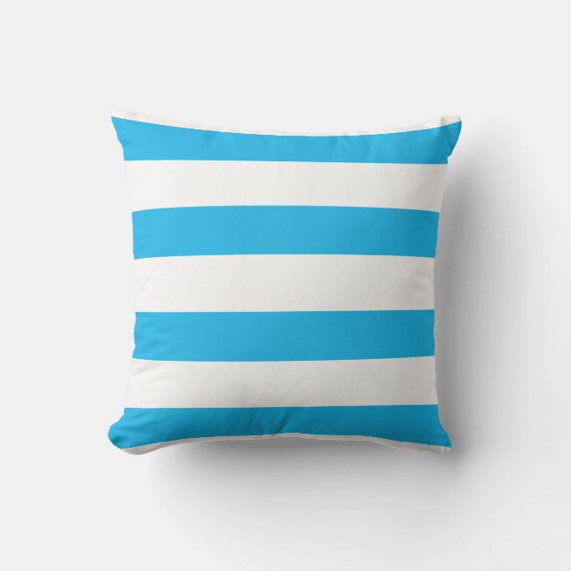 Coussin Bleu Ciel Lumineux Et Blancs (Recto)