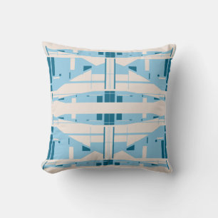 Coussin Bleu clair Beige Méditerranée Art Abstrait Mosaïqu