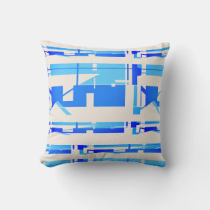 Coussin Bleu clair Beige Sud-Ouest Look Mosaïque Abstrait