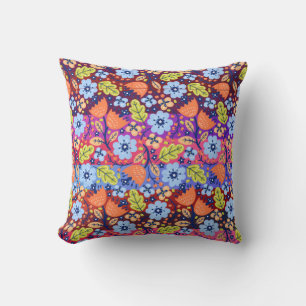Coussin Bleu clair Bleu Blanc Vert Floral Art Noël