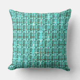 Coussin Bleu clair brillant, carrés ou image à l'intérieur