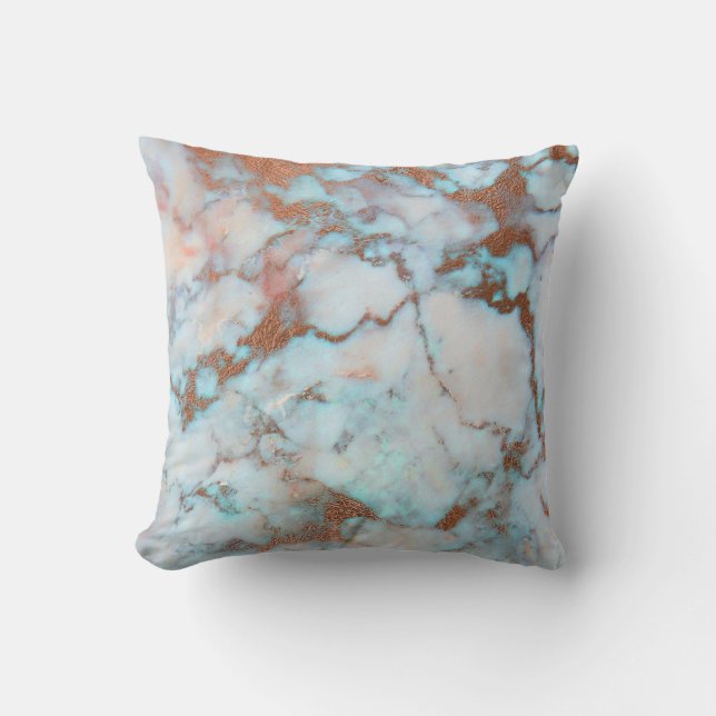 Coussin Bleu Clair Et Marbre Brown (Recto)