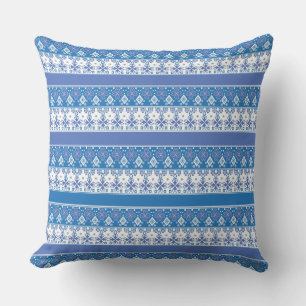 Coussin Bleu clair folklore scandinave ornement rétro