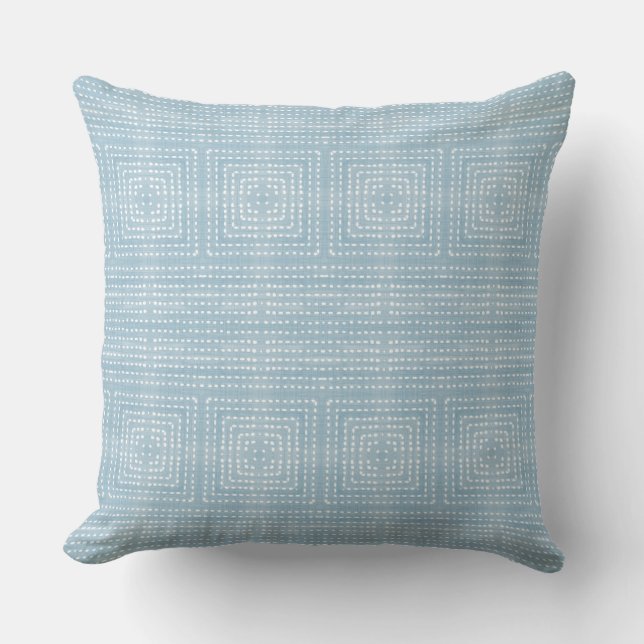 Coussin Bleu Clair Moderne Côté Mer (Recto)