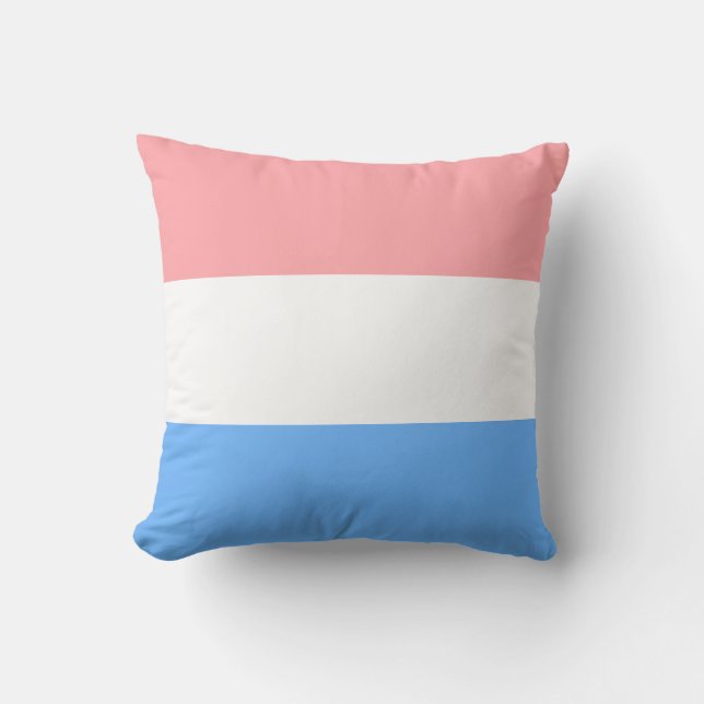 Coussin Bleu Clair Rose & Blanc Couleurs Pastel Rayures (Recto)