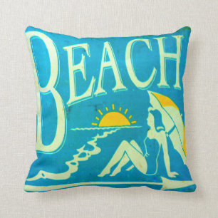 coussin bleu classique de plage