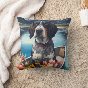 Coussin Bleu Coonhound sur une pagaie : une aventure Pitto
