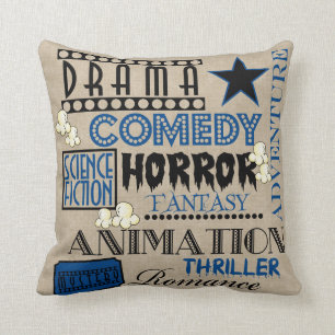 Coussin Bleu Coussin-Foncé de billet de genre de cinéma 