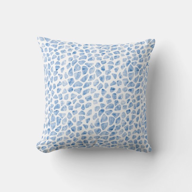 Coussin bleu d'aquarelle de poster de animal (Recto)