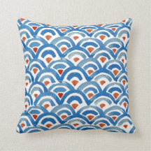 Coussin bleu de Boho et orange éclectique