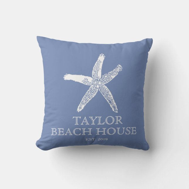 Coussin bleu de Chambre de plage d'étoiles de mer (Recto)
