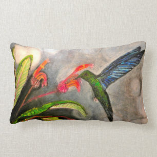 Coussin BLEU de COLIBRI de SAPHIR