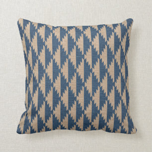 Coussin Bleu de denim de motif de diamant