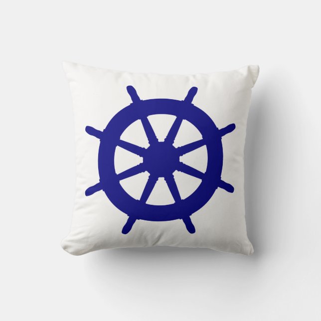 Coussin Bleu de la marine sur la roue blanche du navire (Recto)