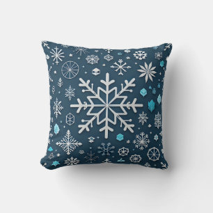 Coussin Bleu de neige et boule d'or Joyeux Noël