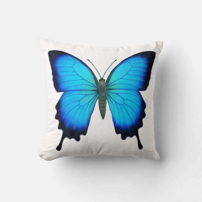 Coussin bleu de papillon de Papilio Ulysse (Recto)