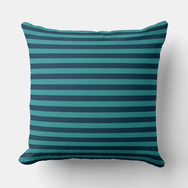 Coussin Bleu de Prusse et Rayures Sarcelle (Recto)