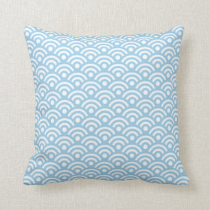 Coussin bleu de Seigaiha de bleuet