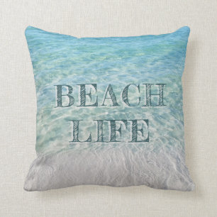 Coussin Bleu de turquoise tropical de plage sablonneuse de