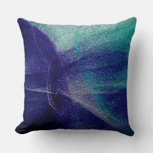 Coussin Bleu Décor Cuir