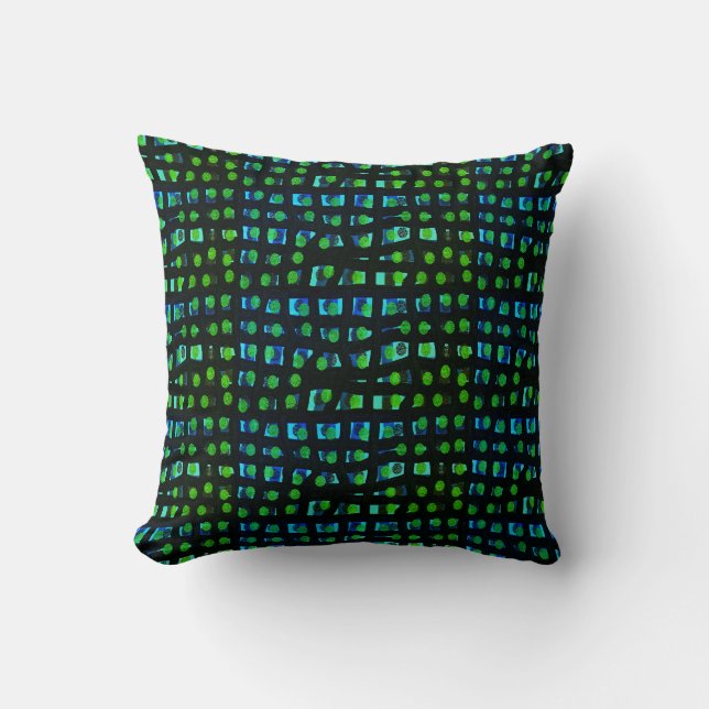 Coussin Bleu décoratif et vert olive (Recto)