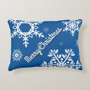 Coussin bleu des flocons blancs