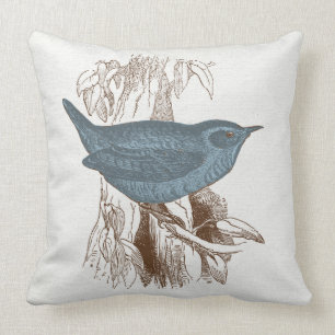 Coussin bleu d'oiseau