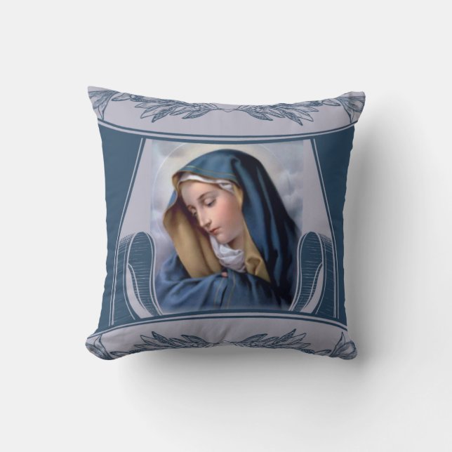 Coussin Bleu douleureux de Vierge Marie de mère (Recto)