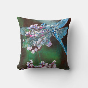 Coussin Bleu Dragonfly Repose Sur L'Ail Sauvage
