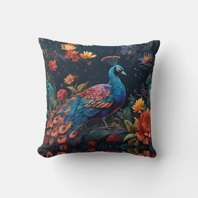 Coussin Bleu élégant et gamme Peacock Star Jardin plein (Recto)