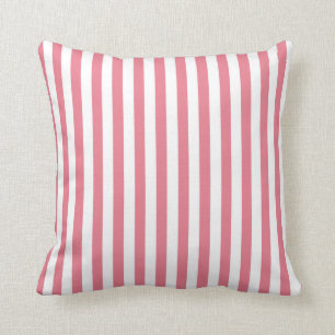 Coussin Bleu En Bandes Roses ; Barré