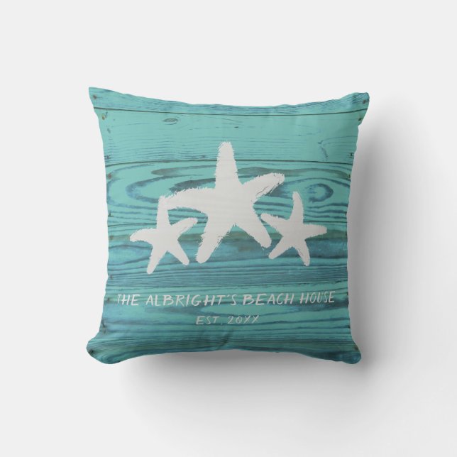 Coussin Bleu en bois rustique de Shell de ventouse (Recto)