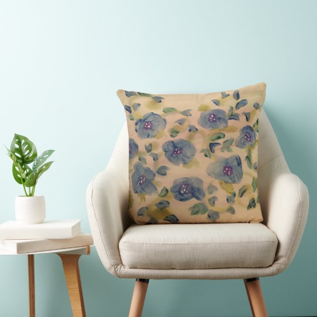 Coussin Bleu Et Beige Vintage (Chaise)