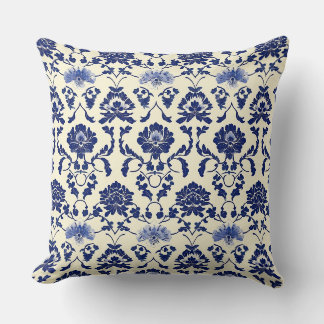 Coussin Bleu et blanc Art Nouveau Chinoiserie Peony Flora