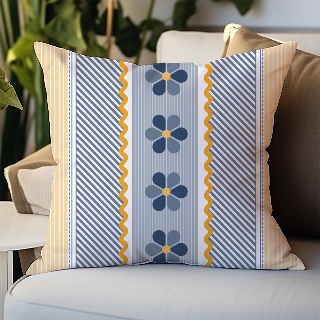 Coussin Bleu et jaune Diagonal (Créateur téléchargé)
