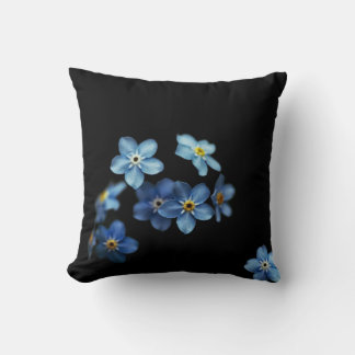 Coussin bleu et noir Floral noir