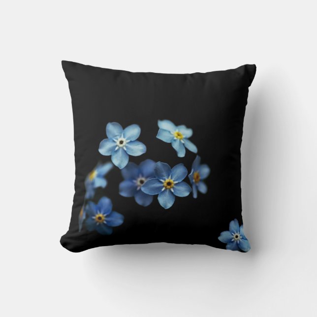 Coussin bleu et noir Floral noir (Recto)