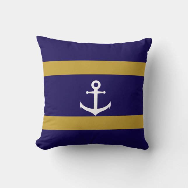 Coussin Bleu et Or à projectile Nautique (Recto)